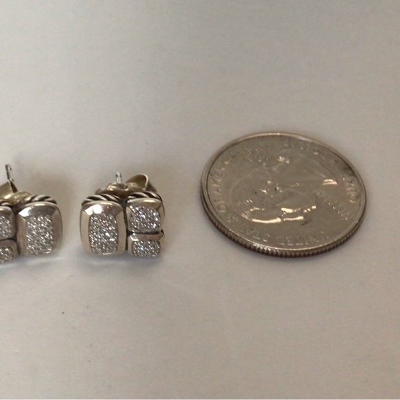 David Yurman Confetti Sterling Silver and Diamond stud earrings Pre-loved - Picture 7 of 7